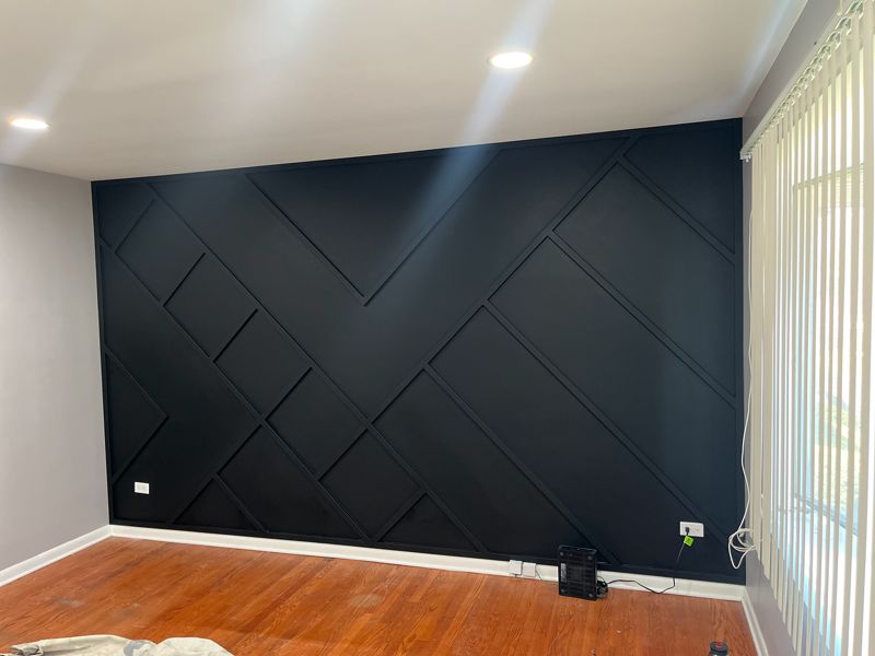 Navy geometric accent wall